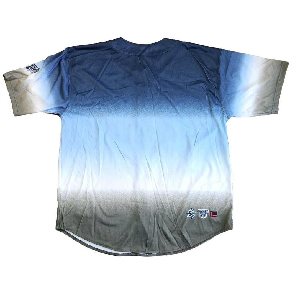 VTG FUBU League 05 Mens Sz XXL Blue Ombre Button Up Shirt Sport Collection - Picture 2 of 11
